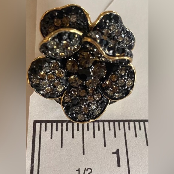 Vintage QVC Joan Rivers Classics Collection Black Glam Rose Ring Size 8 - Picture 6 of 6
